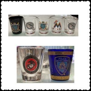 Collection of 7 shot glasses